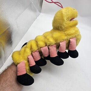 Vintage Animal Express Caterpillar Hand Puppet Plush Stuffed Toy Small Yellow